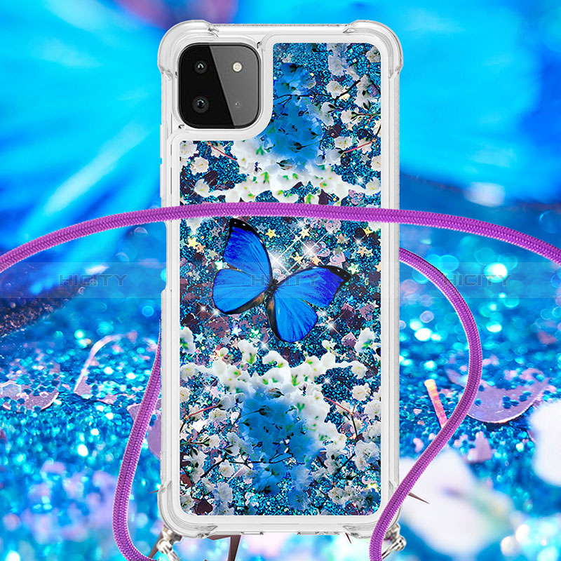 Silicone Candy Rubber TPU Bling-Bling Soft Case Cover with Lanyard Strap S02 for Samsung Galaxy F42 5G