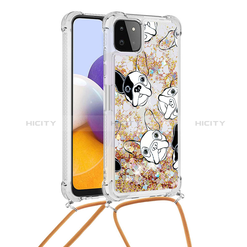 Silicone Candy Rubber TPU Bling-Bling Soft Case Cover with Lanyard Strap S02 for Samsung Galaxy F42 5G