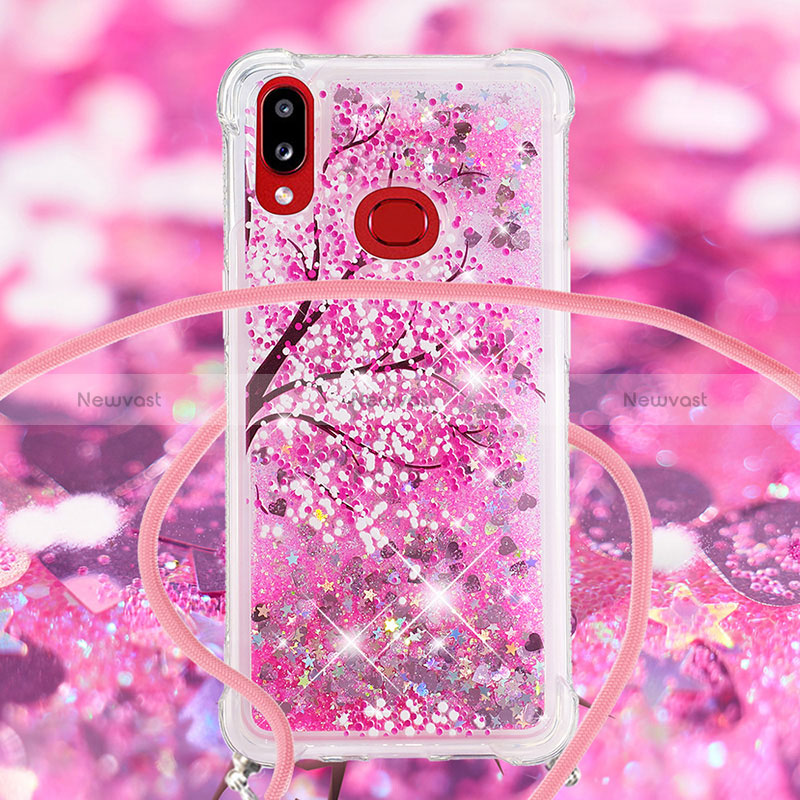 Silicone Candy Rubber TPU Bling-Bling Soft Case Cover with Lanyard Strap S02 for Samsung Galaxy M01s