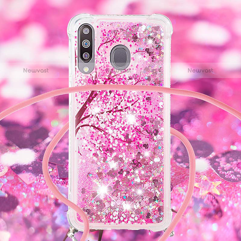 Silicone Candy Rubber TPU Bling-Bling Soft Case Cover with Lanyard Strap S02 for Samsung Galaxy M30