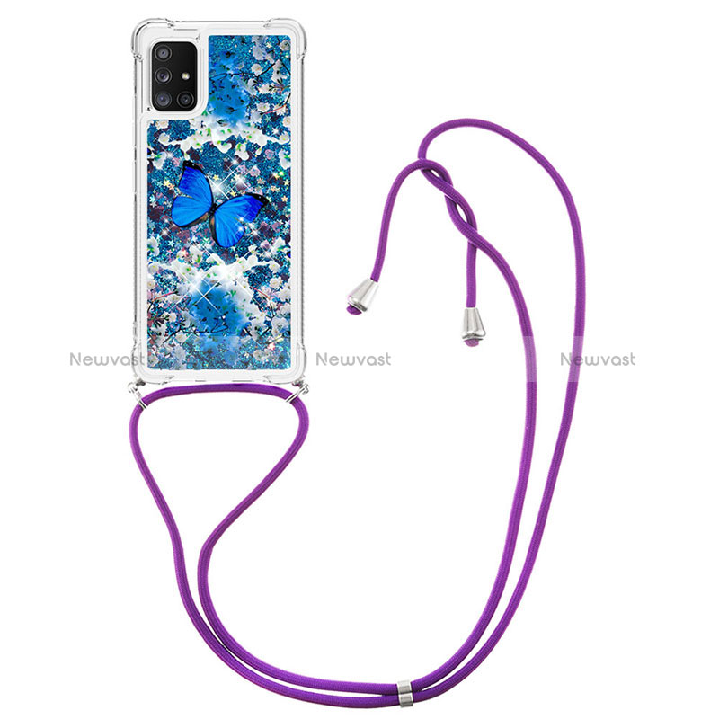 Silicone Candy Rubber TPU Bling-Bling Soft Case Cover with Lanyard Strap S02 for Samsung Galaxy M40S