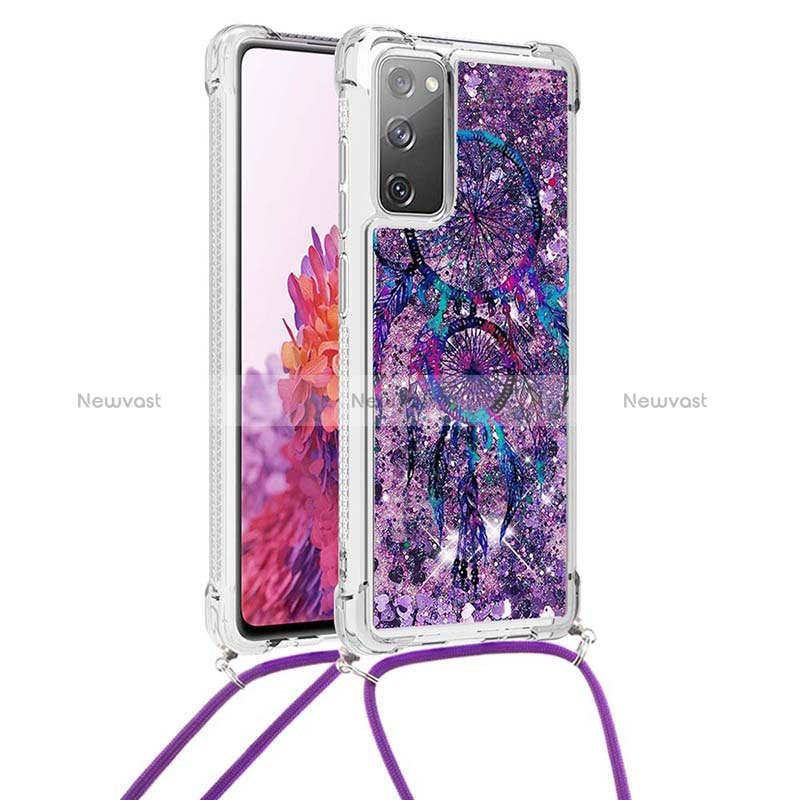 Silicone Candy Rubber TPU Bling-Bling Soft Case Cover with Lanyard Strap S02 for Samsung Galaxy S20 Lite 5G