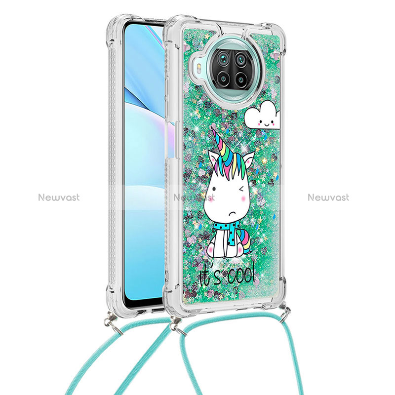 Silicone Candy Rubber TPU Bling-Bling Soft Case Cover with Lanyard Strap S02 for Xiaomi Mi 10i 5G