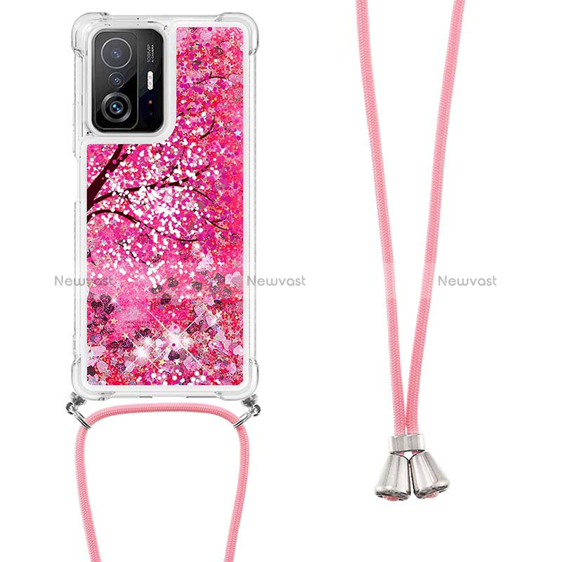 Silicone Candy Rubber TPU Bling-Bling Soft Case Cover with Lanyard Strap S02 for Xiaomi Mi 11T 5G