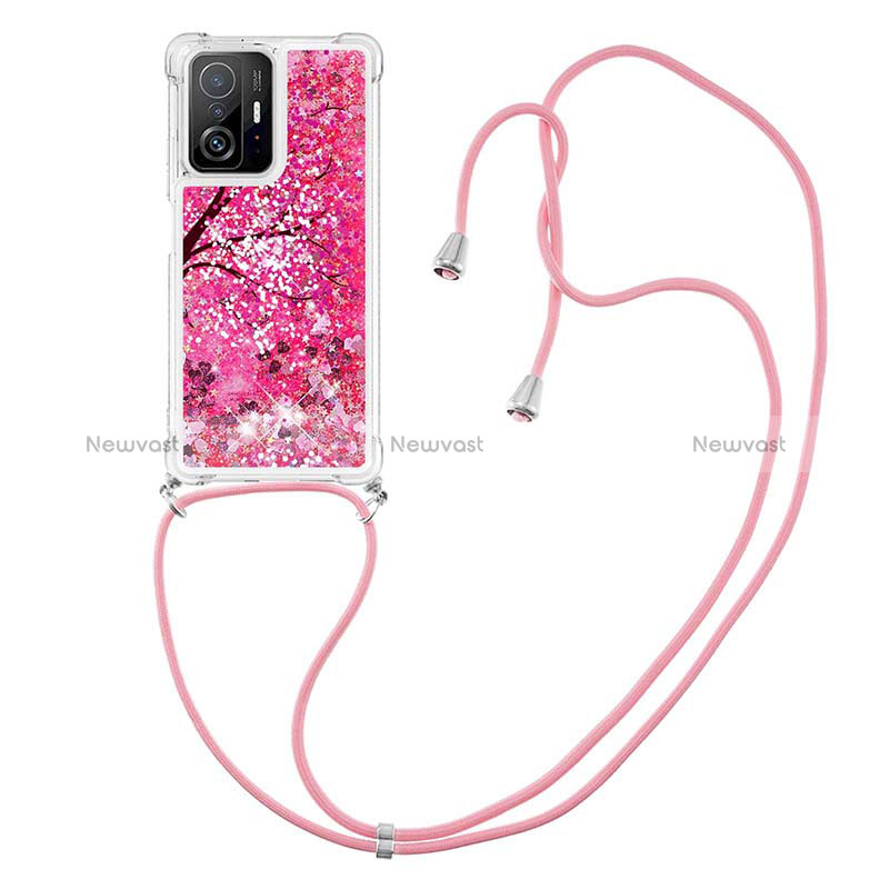 Silicone Candy Rubber TPU Bling-Bling Soft Case Cover with Lanyard Strap S02 for Xiaomi Mi 11T 5G