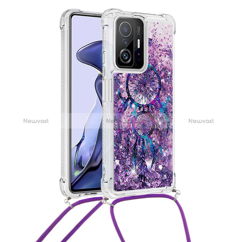 Silicone Candy Rubber TPU Bling-Bling Soft Case Cover with Lanyard Strap S02 for Xiaomi Mi 11T 5G