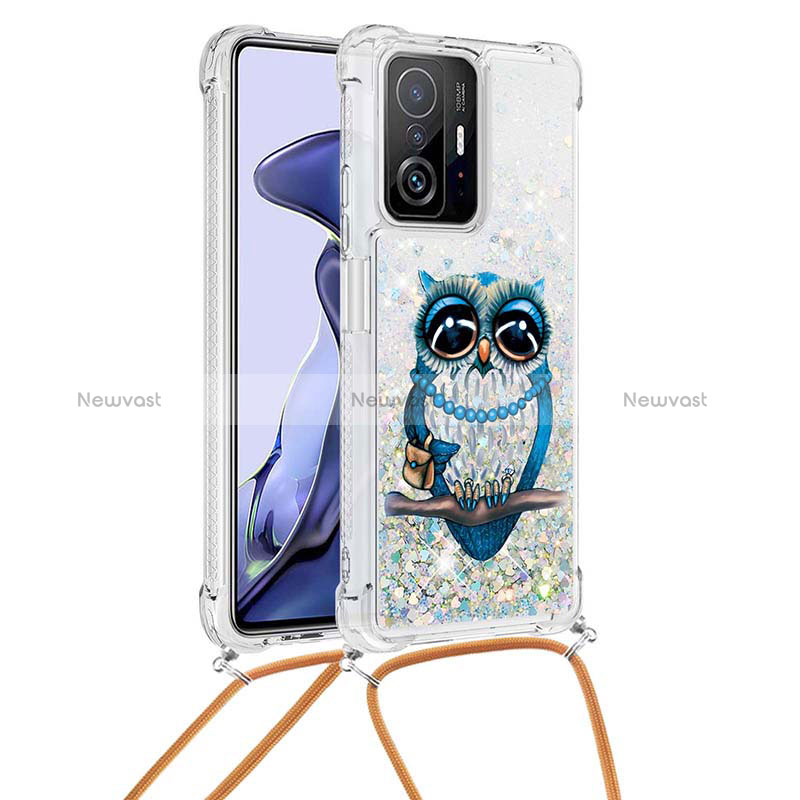 Silicone Candy Rubber TPU Bling-Bling Soft Case Cover with Lanyard Strap S02 for Xiaomi Mi 11T Pro 5G