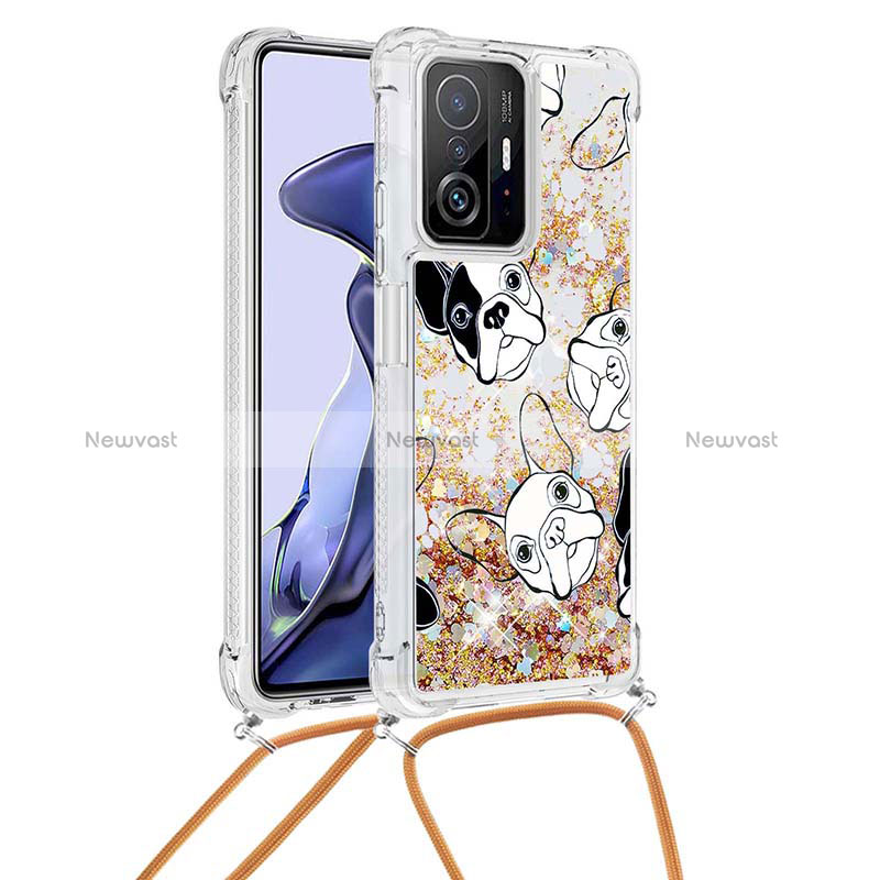 Silicone Candy Rubber TPU Bling-Bling Soft Case Cover with Lanyard Strap S02 for Xiaomi Mi 11T Pro 5G