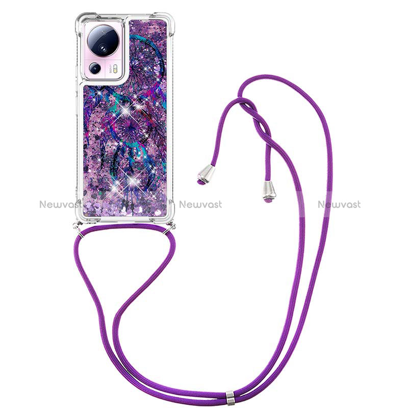 Silicone Candy Rubber TPU Bling-Bling Soft Case Cover with Lanyard Strap S02 for Xiaomi Mi 12 Lite NE 5G