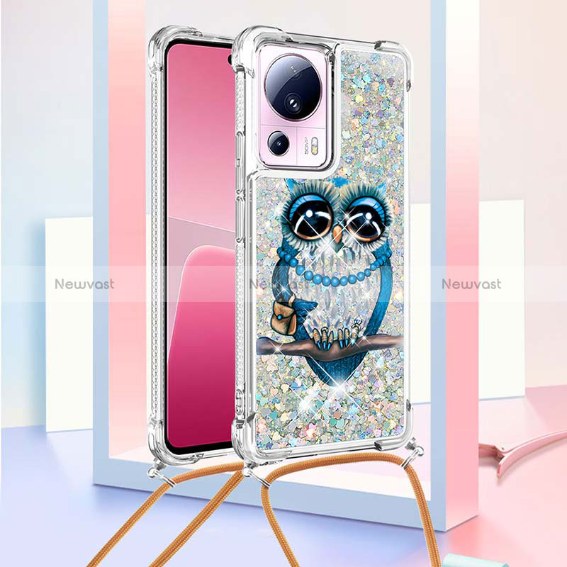 Silicone Candy Rubber TPU Bling-Bling Soft Case Cover with Lanyard Strap S02 for Xiaomi Mi 13 Lite 5G Mixed