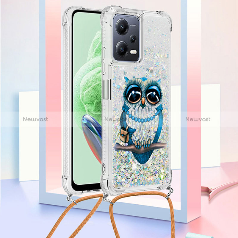 Silicone Candy Rubber TPU Bling-Bling Soft Case Cover with Lanyard Strap S02 for Xiaomi Poco X5 5G