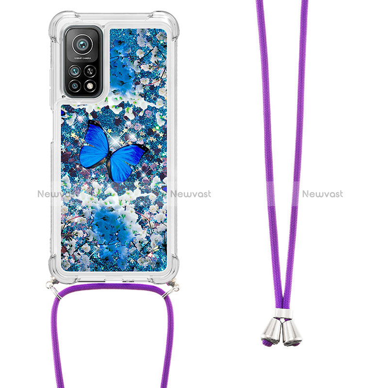 Silicone Candy Rubber TPU Bling-Bling Soft Case Cover with Lanyard Strap S02 for Xiaomi Redmi K30S 5G