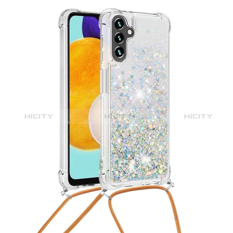 Silicone Candy Rubber TPU Bling-Bling Soft Case Cover with Lanyard Strap S03 for Samsung Galaxy A04s