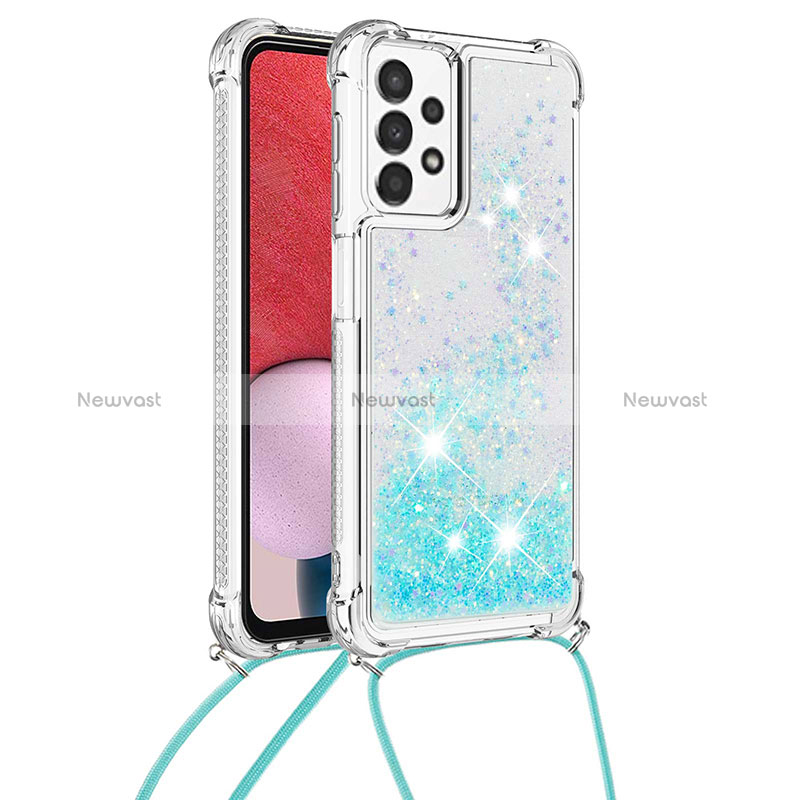 Silicone Candy Rubber TPU Bling-Bling Soft Case Cover with Lanyard Strap S03 for Samsung Galaxy A13 4G