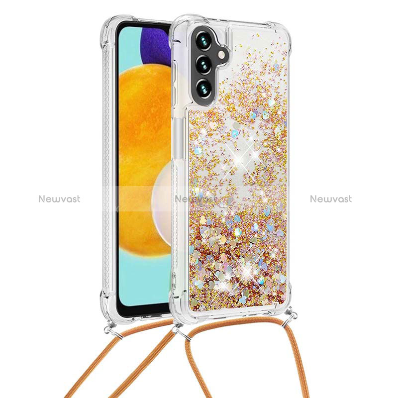 Silicone Candy Rubber TPU Bling-Bling Soft Case Cover with Lanyard Strap S03 for Samsung Galaxy A13 5G