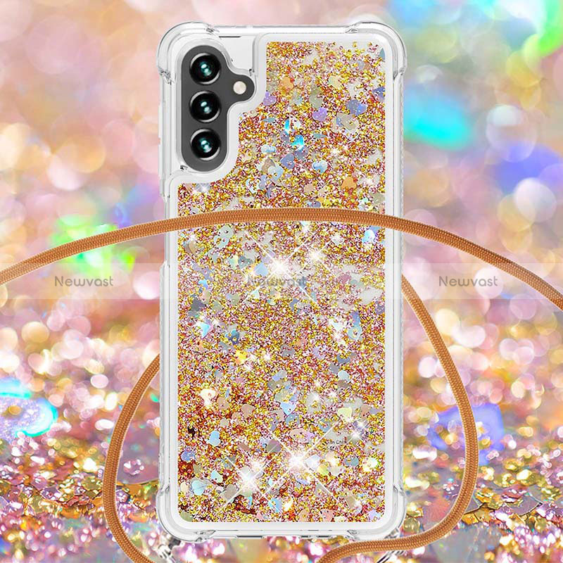 Silicone Candy Rubber TPU Bling-Bling Soft Case Cover with Lanyard Strap S03 for Samsung Galaxy A13 5G