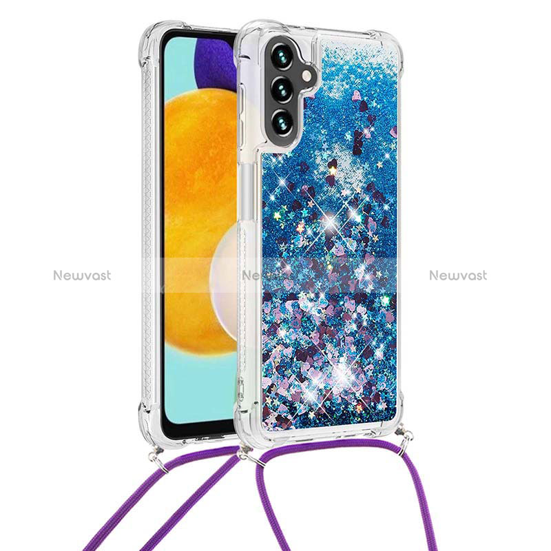 Silicone Candy Rubber TPU Bling-Bling Soft Case Cover with Lanyard Strap S03 for Samsung Galaxy A13 5G