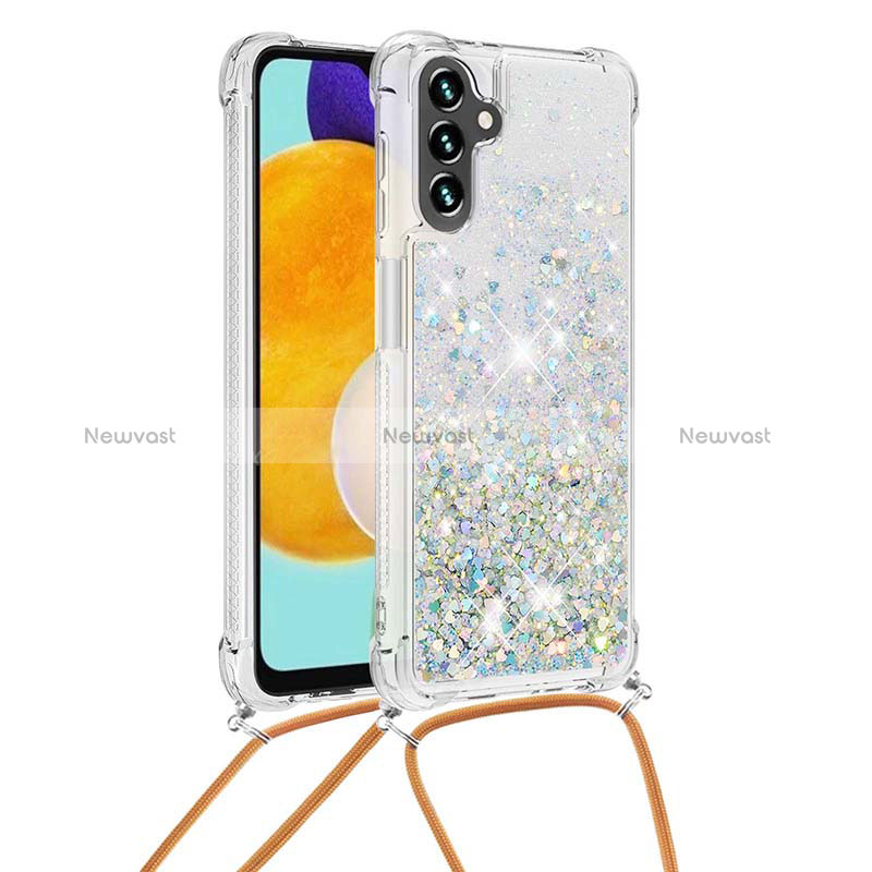 Silicone Candy Rubber TPU Bling-Bling Soft Case Cover with Lanyard Strap S03 for Samsung Galaxy A13 5G