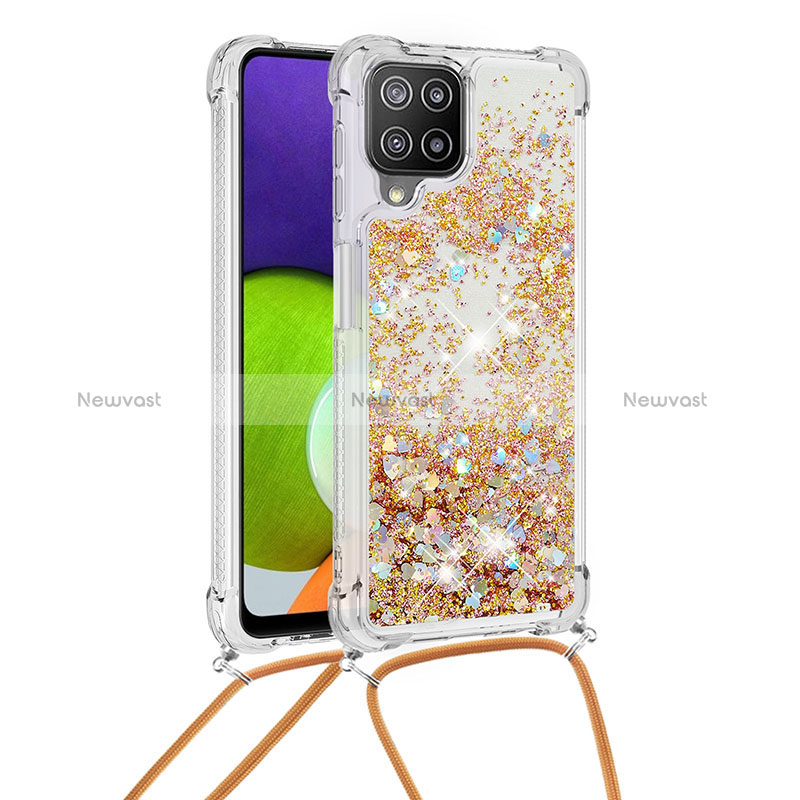 Silicone Candy Rubber TPU Bling-Bling Soft Case Cover with Lanyard Strap S03 for Samsung Galaxy A22 4G