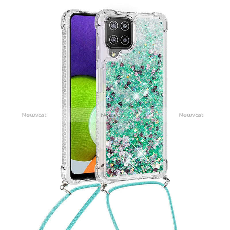 Silicone Candy Rubber TPU Bling-Bling Soft Case Cover with Lanyard Strap S03 for Samsung Galaxy A22 4G