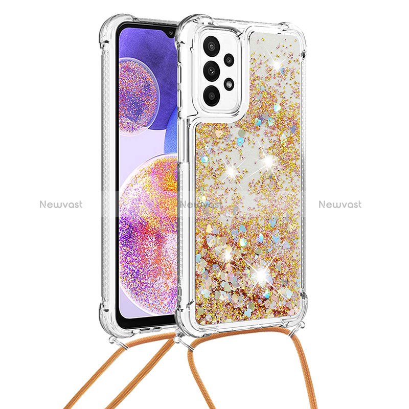 Silicone Candy Rubber TPU Bling-Bling Soft Case Cover with Lanyard Strap S03 for Samsung Galaxy A23 4G