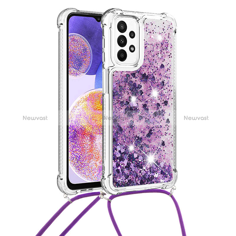 Silicone Candy Rubber TPU Bling-Bling Soft Case Cover with Lanyard Strap S03 for Samsung Galaxy A23 4G