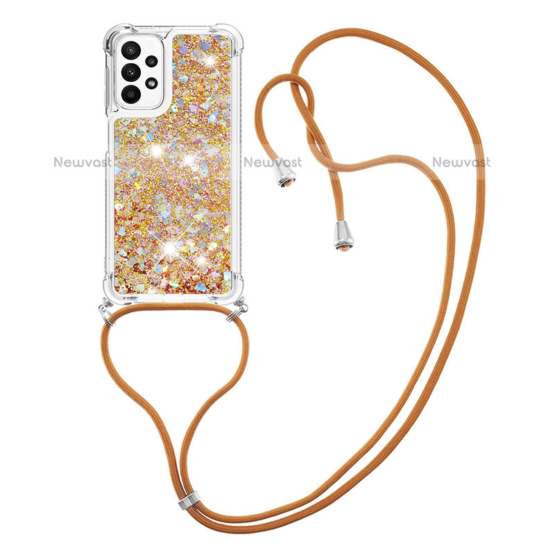 Silicone Candy Rubber TPU Bling-Bling Soft Case Cover with Lanyard Strap S03 for Samsung Galaxy A23 5G