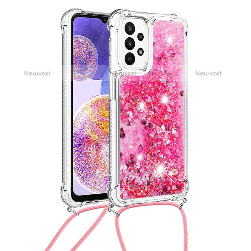 Silicone Candy Rubber TPU Bling-Bling Soft Case Cover with Lanyard Strap S03 for Samsung Galaxy A23 5G