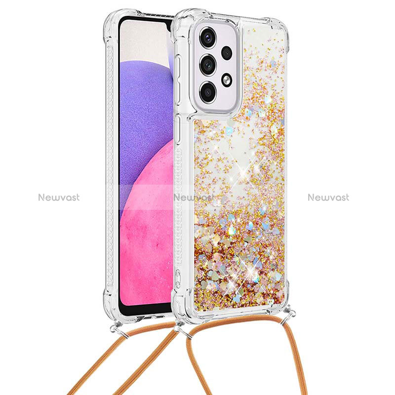 Silicone Candy Rubber TPU Bling-Bling Soft Case Cover with Lanyard Strap S03 for Samsung Galaxy A33 5G