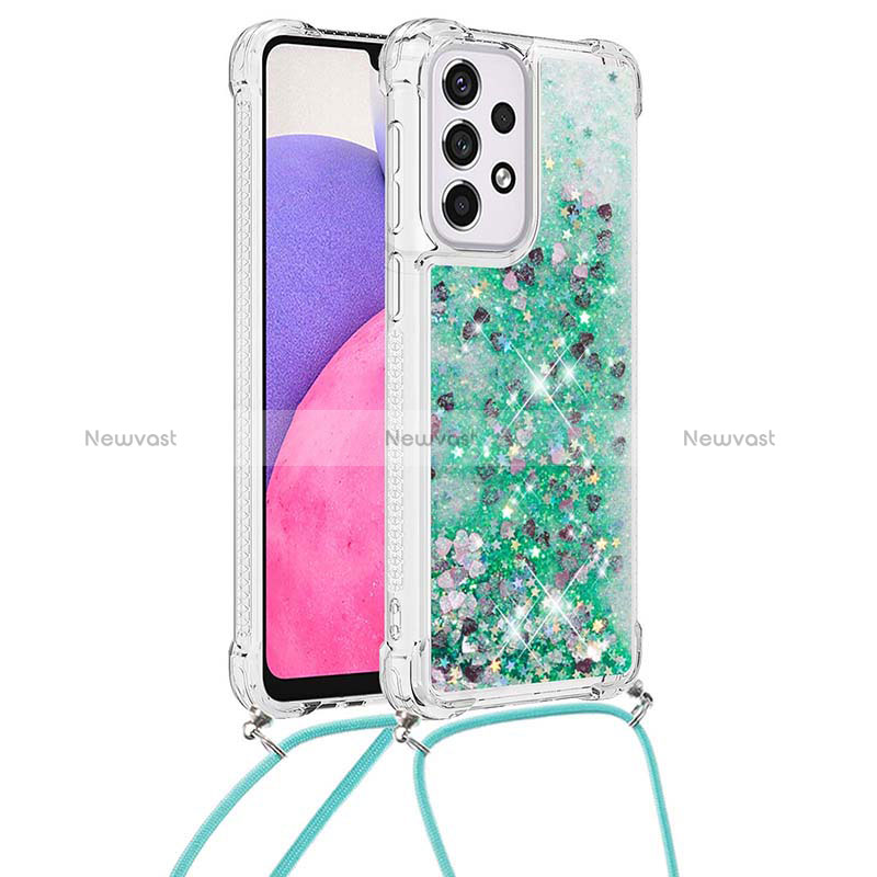 Silicone Candy Rubber TPU Bling-Bling Soft Case Cover with Lanyard Strap S03 for Samsung Galaxy A33 5G