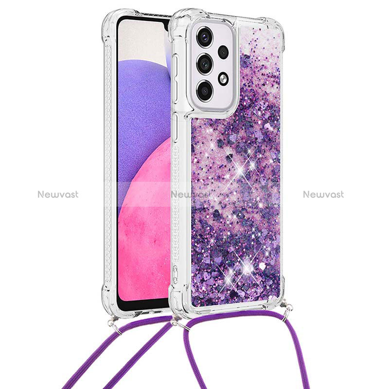 Silicone Candy Rubber TPU Bling-Bling Soft Case Cover with Lanyard Strap S03 for Samsung Galaxy A33 5G