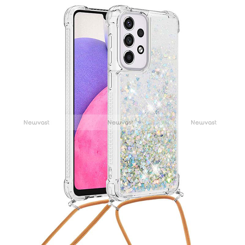 Silicone Candy Rubber TPU Bling-Bling Soft Case Cover with Lanyard Strap S03 for Samsung Galaxy A33 5G