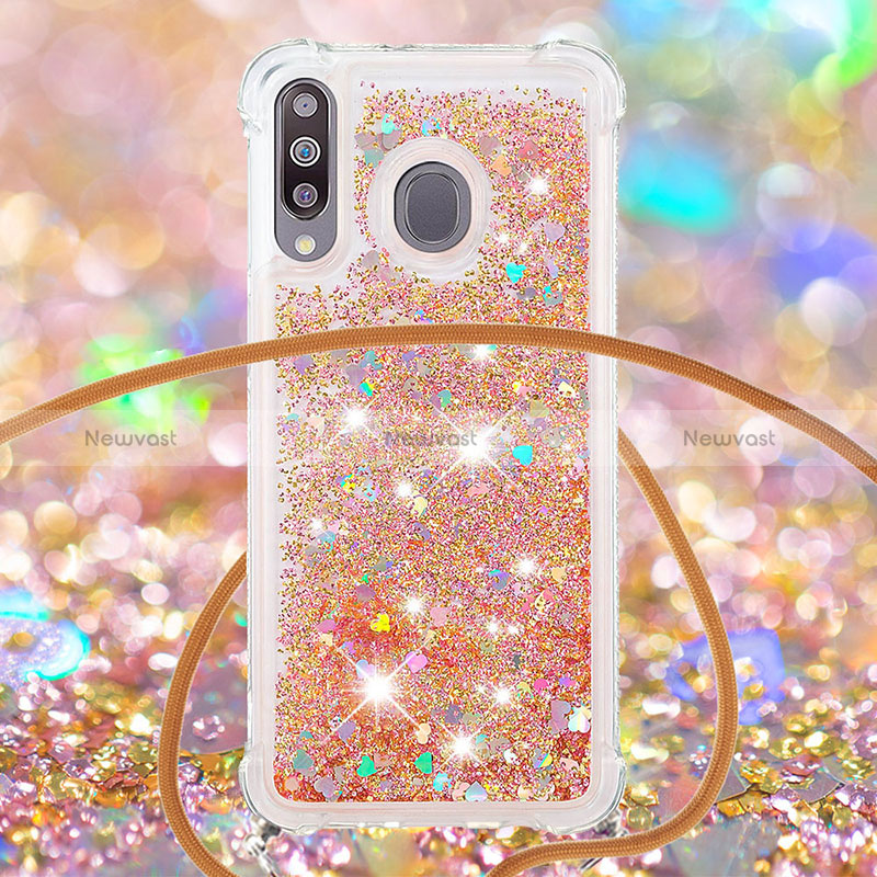 Silicone Candy Rubber TPU Bling-Bling Soft Case Cover with Lanyard Strap S03 for Samsung Galaxy A40s