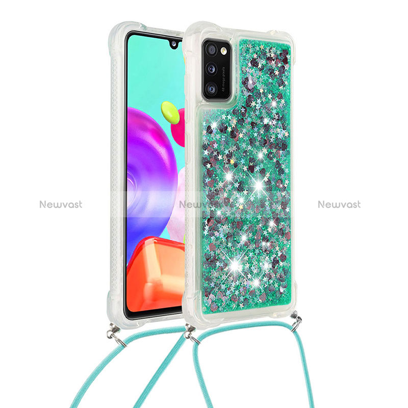 Silicone Candy Rubber TPU Bling-Bling Soft Case Cover with Lanyard Strap S03 for Samsung Galaxy A41