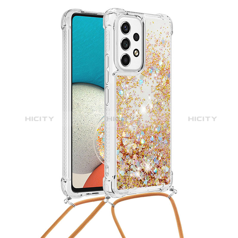 Silicone Candy Rubber TPU Bling-Bling Soft Case Cover with Lanyard Strap S03 for Samsung Galaxy A53 5G