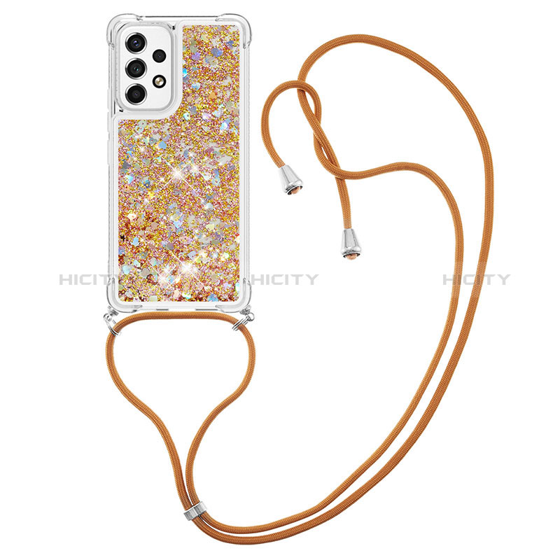 Silicone Candy Rubber TPU Bling-Bling Soft Case Cover with Lanyard Strap S03 for Samsung Galaxy A53 5G