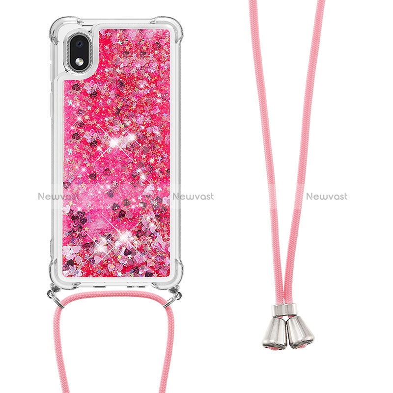 Silicone Candy Rubber TPU Bling-Bling Soft Case Cover with Lanyard Strap S03 for Samsung Galaxy M01 Core