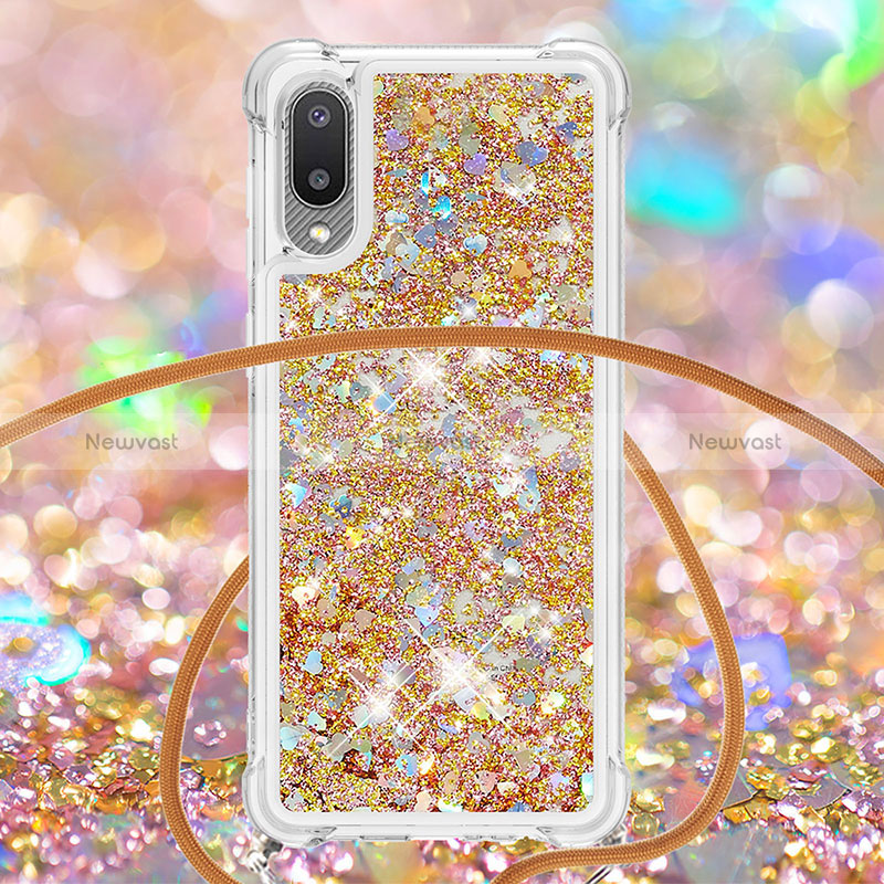 Silicone Candy Rubber TPU Bling-Bling Soft Case Cover with Lanyard Strap S03 for Samsung Galaxy M02