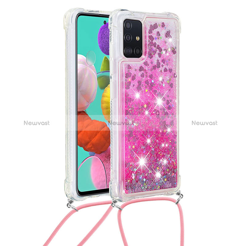 Silicone Candy Rubber TPU Bling-Bling Soft Case Cover with Lanyard Strap S03 for Samsung Galaxy M40S