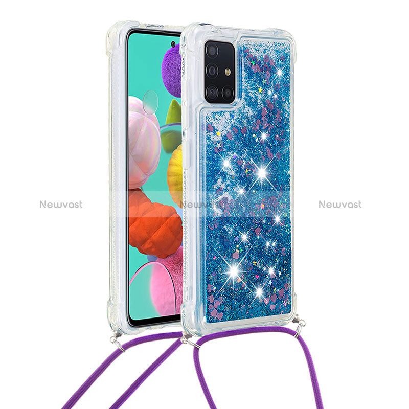 Silicone Candy Rubber TPU Bling-Bling Soft Case Cover with Lanyard Strap S03 for Samsung Galaxy M40S