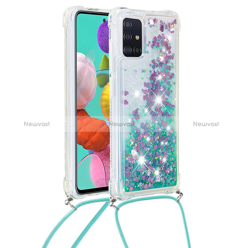 Silicone Candy Rubber TPU Bling-Bling Soft Case Cover with Lanyard Strap S03 for Samsung Galaxy M40S