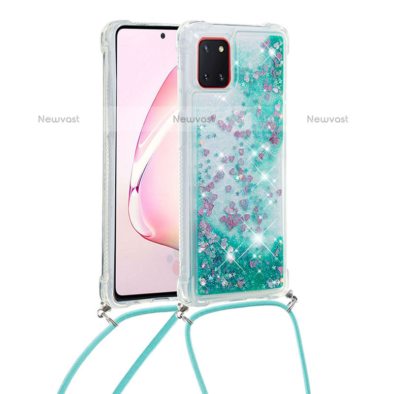 Silicone Candy Rubber TPU Bling-Bling Soft Case Cover with Lanyard Strap S03 for Samsung Galaxy Note 10 Lite