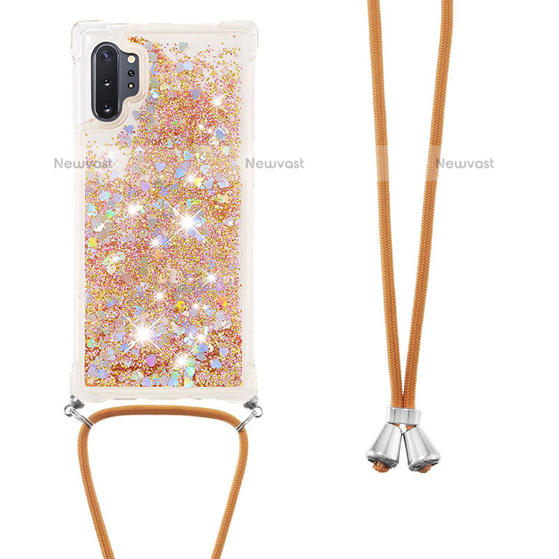 Silicone Candy Rubber TPU Bling-Bling Soft Case Cover with Lanyard Strap S03 for Samsung Galaxy Note 10 Plus 5G