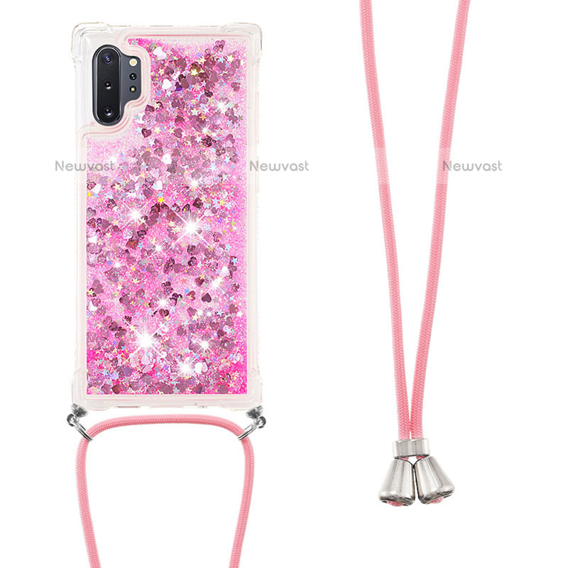 Silicone Candy Rubber TPU Bling-Bling Soft Case Cover with Lanyard Strap S03 for Samsung Galaxy Note 10 Plus 5G