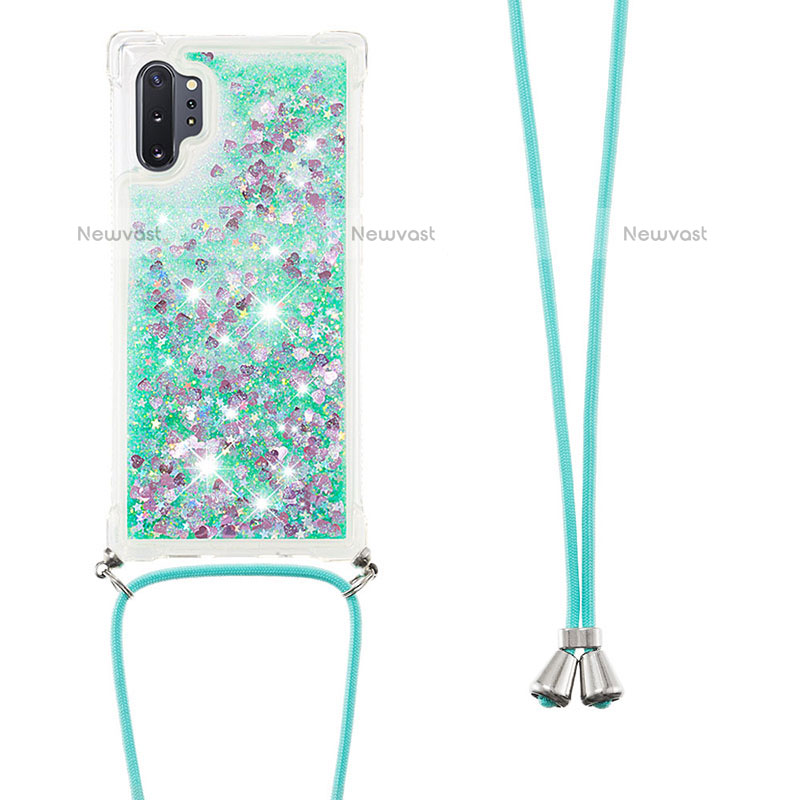 Silicone Candy Rubber TPU Bling-Bling Soft Case Cover with Lanyard Strap S03 for Samsung Galaxy Note 10 Plus 5G