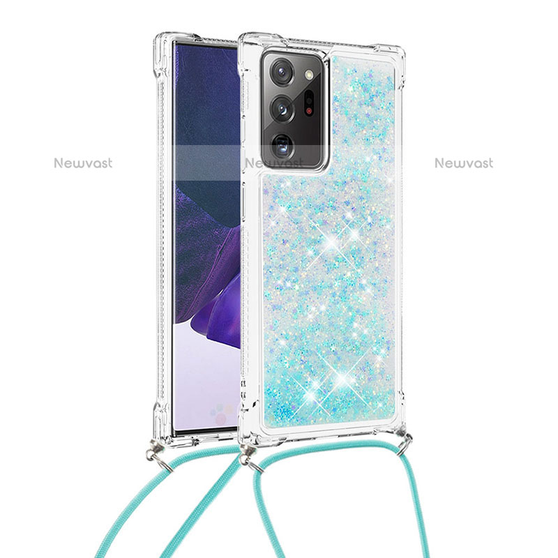 Silicone Candy Rubber TPU Bling-Bling Soft Case Cover with Lanyard Strap S03 for Samsung Galaxy Note 20 Ultra 5G