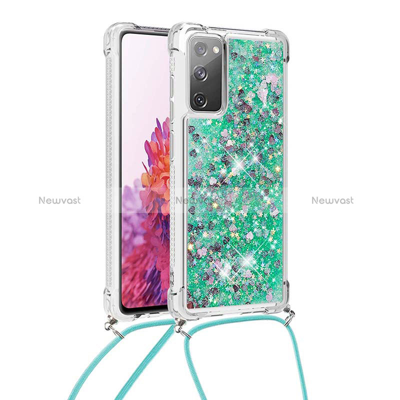 Silicone Candy Rubber TPU Bling-Bling Soft Case Cover with Lanyard Strap S03 for Samsung Galaxy S20 FE (2022) 5G