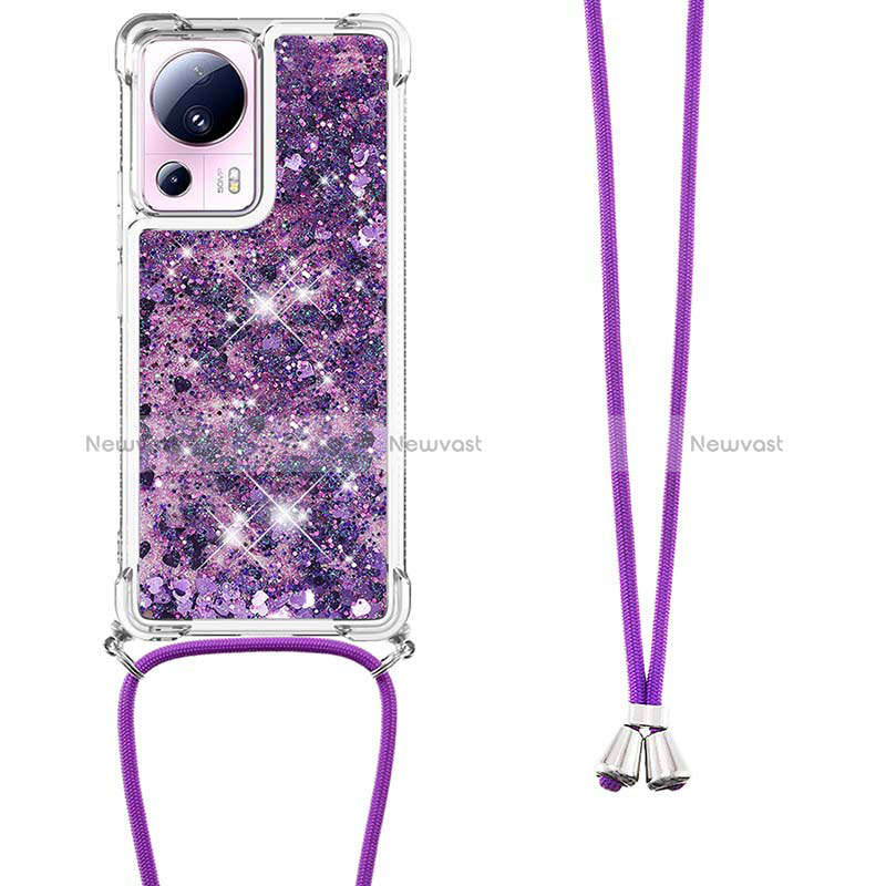 Silicone Candy Rubber TPU Bling-Bling Soft Case Cover with Lanyard Strap S03 for Xiaomi Civi 2 5G