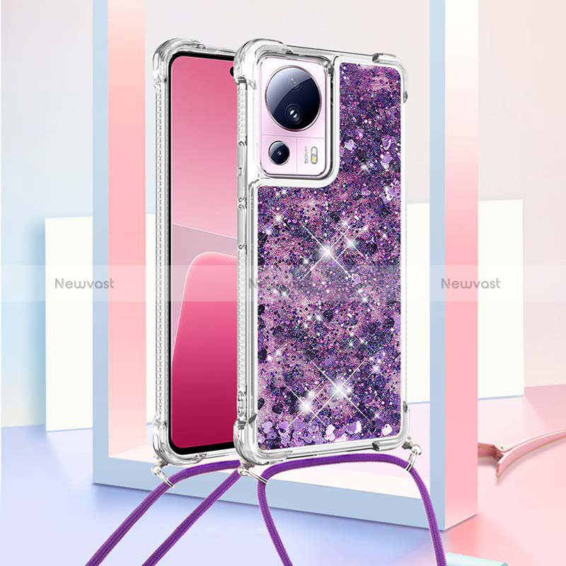 Silicone Candy Rubber TPU Bling-Bling Soft Case Cover with Lanyard Strap S03 for Xiaomi Civi 2 5G