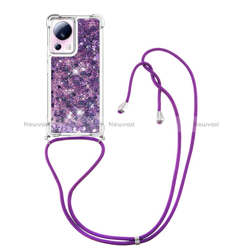 Silicone Candy Rubber TPU Bling-Bling Soft Case Cover with Lanyard Strap S03 for Xiaomi Civi 2 5G